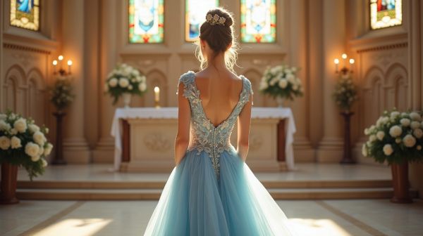 Choisissez la robe de cortège bleu ciel pour un mariage élégant